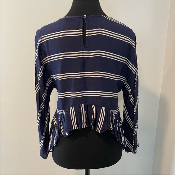 Zara Nautical Striped Ruffled Hem Blouse EUC - Picture 2 of 9
